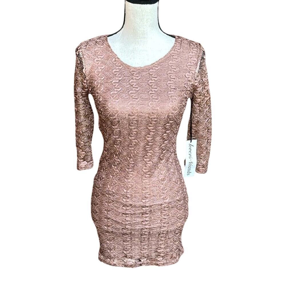 Lovers + Friends Sway Mini Dress Rose Gold Lace Open Back NWT Wedding Guest S